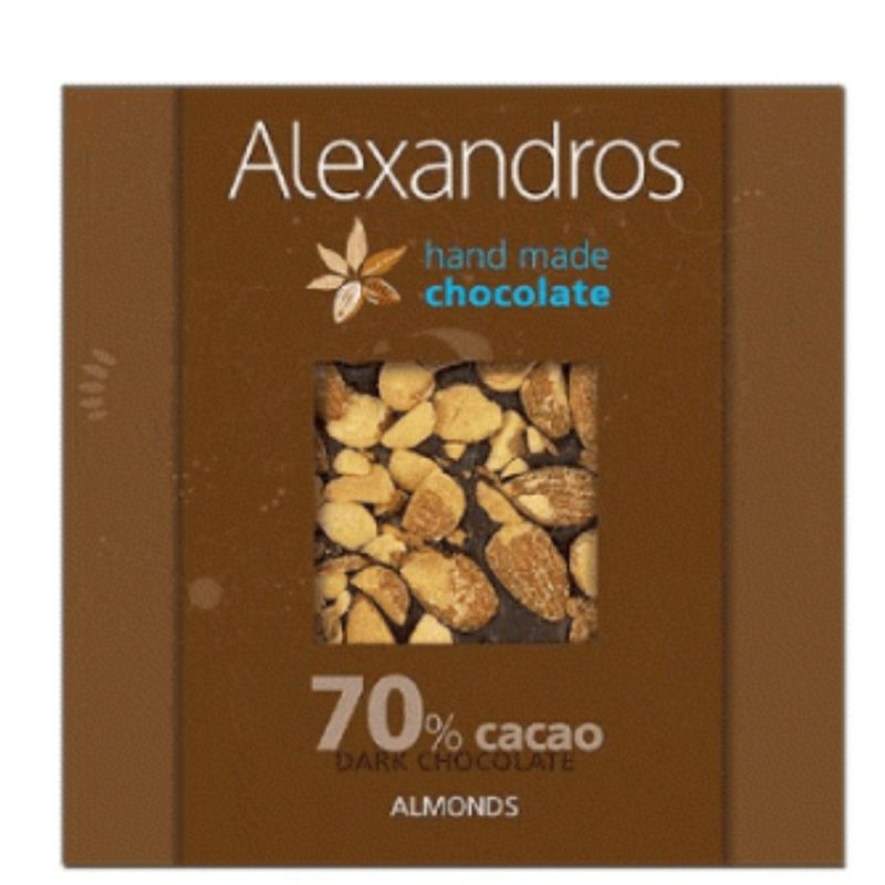Dark  chocolate 70%  with almond 90g "Alexandros"